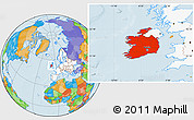 Political Location Map of Ireland, highlighted continent