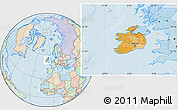 Political Location Map of Ireland, lighten, land only