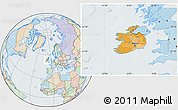 Political Location Map of Ireland, lighten