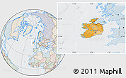 Political Location Map of Ireland, lighten, semi-desaturated