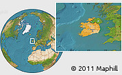 Political Location Map of Ireland, satellite outside