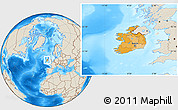 Political Location Map of Ireland, shaded relief outside