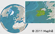 Satellite Location Map of Ireland, lighten, semi-desaturated, land only