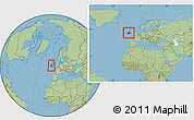 Savanna Style Location Map of Ireland, within the entire continent