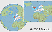 Savanna Style Location Map of Ireland, highlighted continent, within the entire continent
