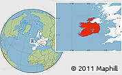 Savanna Style Location Map of Ireland, highlighted continent