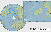 Savanna Style Location Map of Ireland, hill shading outside