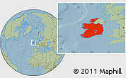 Savanna Style Location Map of Ireland, hill shading