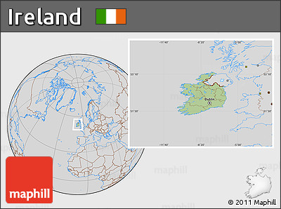 Savanna Style Location Map of Ireland, lighten, desaturated