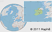 Savanna Style Location Map of Ireland, lighten, desaturated, land only