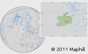 Savanna Style Location Map of Ireland, lighten, desaturated