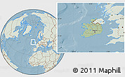 Savanna Style Location Map of Ireland, lighten, land only, hill shading