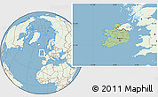 Savanna Style Location Map of Ireland, lighten, land only