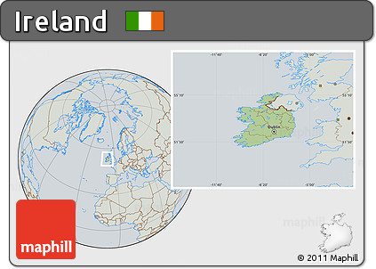 Savanna Style Location Map of Ireland, lighten, semi-desaturated