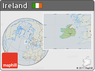 Savanna Style Location Map of Ireland, lighten, semi-desaturated