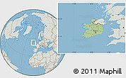 Savanna Style Location Map of Ireland, lighten, semi-desaturated, land only