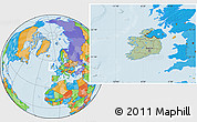 Savanna Style Location Map of Ireland, political outside, hill shading