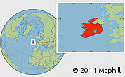 Savanna Style Location Map of Ireland