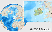 Savanna Style Location Map of Ireland, shaded relief outside