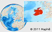 Shaded Relief Location Map of Ireland