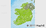 Physical Map of Ireland, semi-desaturated, land only