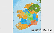 Political Map of Ireland, satellite outside, bathymetry sea