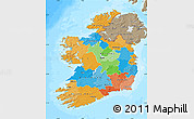 Political Map of Ireland, semi-desaturated, land only