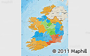 Political Map of Ireland, shaded relief outside, bathymetry sea