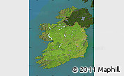 Satellite Map of Ireland, darken, land only
