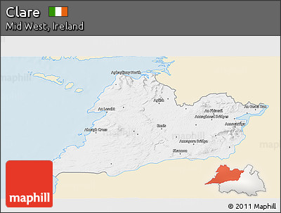Classic Style 3D Map of Clare, single color outside