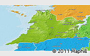 Physical 3D Map of Clare, political outside