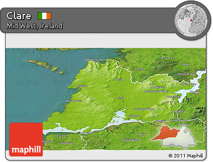Physical 3D Map of Clare, satellite outside