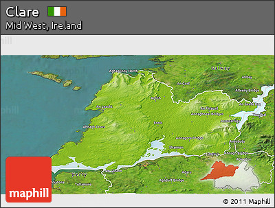Physical 3D Map of Clare, satellite outside