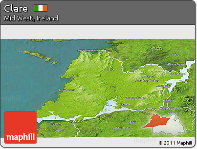 Physical 3D Map of Clare, satellite outside