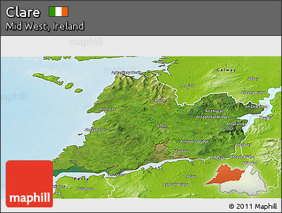 Satellite 3D Map of Clare, physical outside
