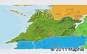 Satellite 3D Map of Clare, political outside