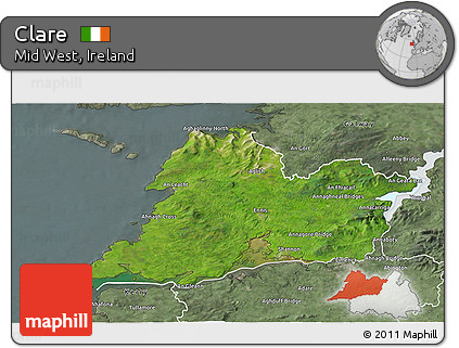 Satellite 3D Map of Clare, semi-desaturated
