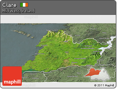 Satellite 3D Map of Clare, semi-desaturated