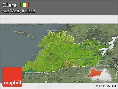 Satellite 3D Map of Clare, semi-desaturated