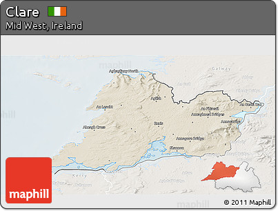 Shaded Relief 3D Map of Clare, lighten