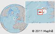 Gray Location Map of Clare, highlighted country, hill shading