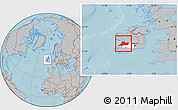 Gray Location Map of Clare, highlighted parent region, within the entire country, hill shading
