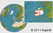 Satellite Location Map of Clare, highlighted country, within the entire country