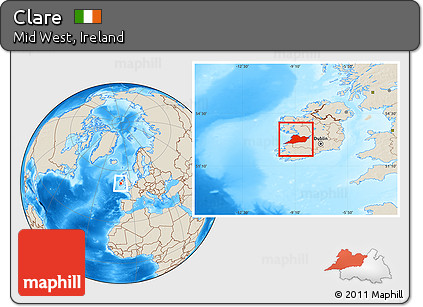 Shaded Relief Location Map of Clare