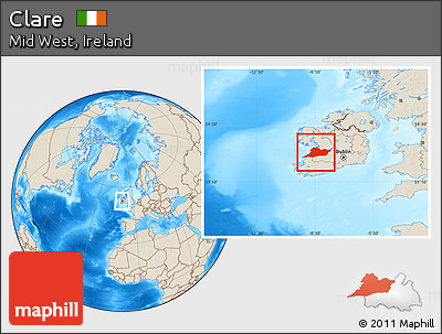 Shaded Relief Location Map of Clare