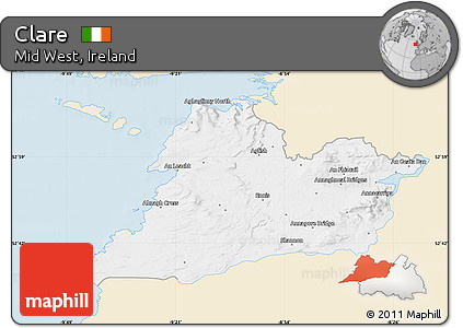 Classic Style Map of Clare, single color outside