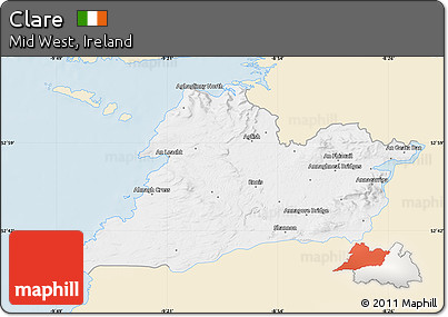 Classic Style Map of Clare, single color outside