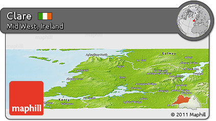 Physical Panoramic Map of Clare