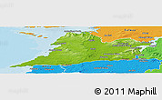 Physical Panoramic Map of Clare, political outside