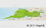 Physical Panoramic Map of Clare, shaded relief outside